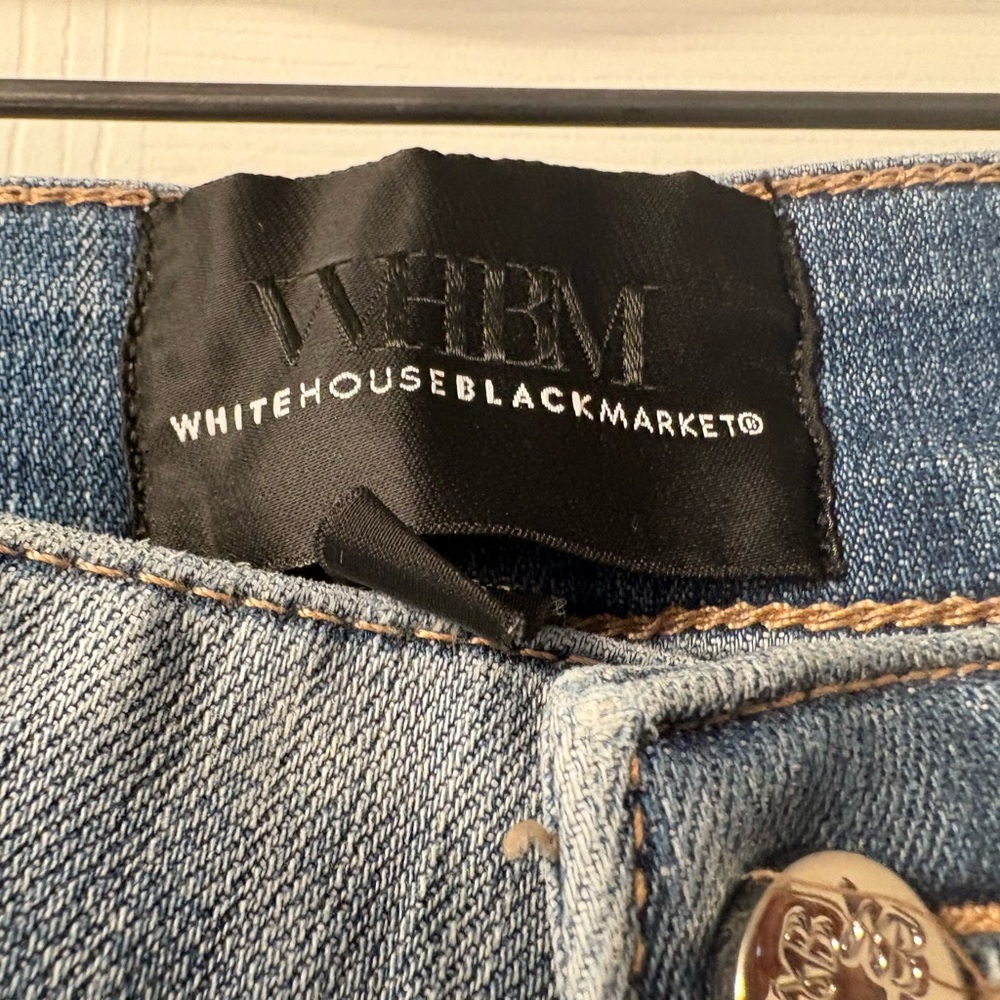 White House Black Market crop jeans with beaded gold size 14 EUC - Picture 7 of 10